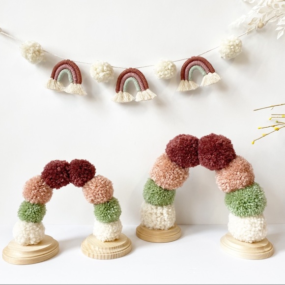 Macrame Rainbow Garland Baby Shower Garland Decor Baby Room Decor Neutral Colors - Picture 5 of 5